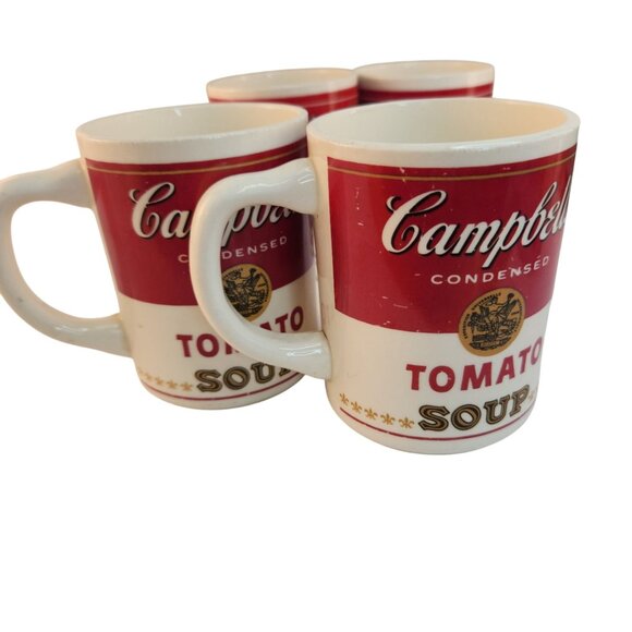 Set Of 4 Campbell’s Tomato Soup Ceramic Mugs Vintage Retro Design USA Made Cups - Picture 9 of 9